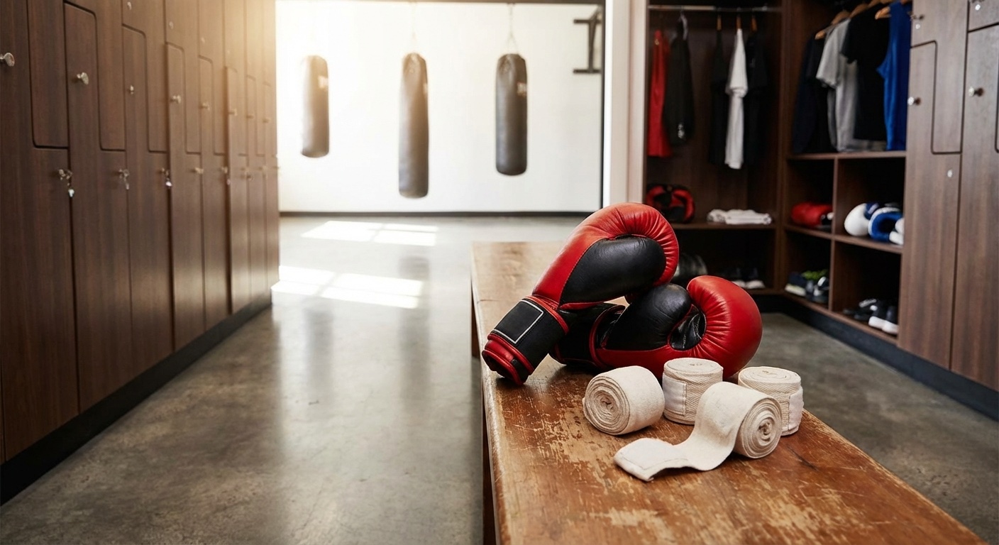 Two boxers touching gloves before sparring
