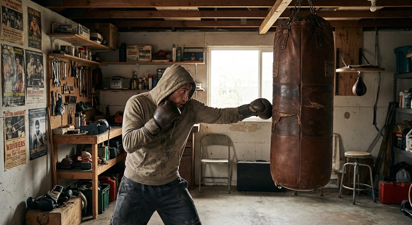 Boxing coach correcting a student's technique on the pads