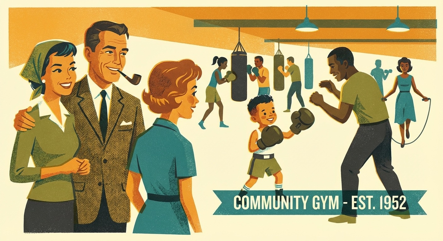 Parent watching their child training boxing in a community gym