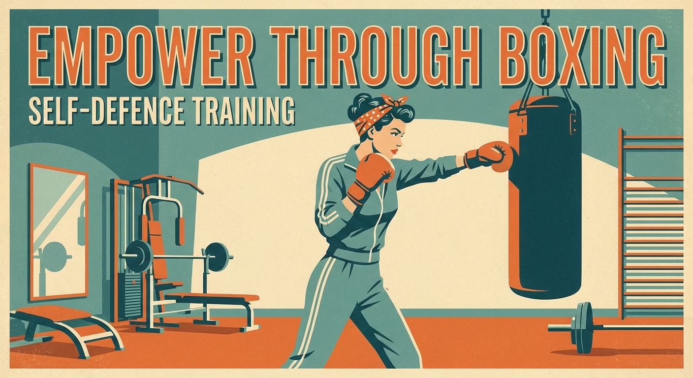 Woman boxer training for self-defence in a gym