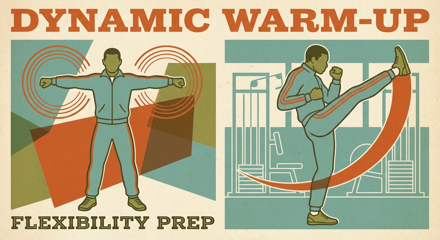 Boxer doing dynamic warm-up stretches before training