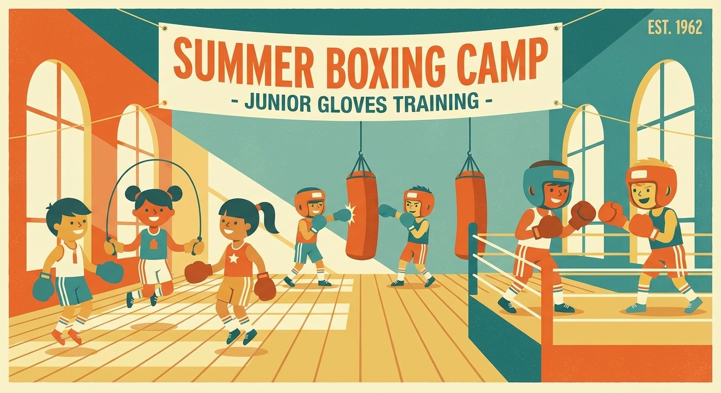 Kids at summer boxing camp training session