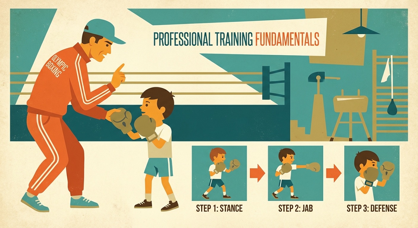 Olympic boxing coach teaching beginners