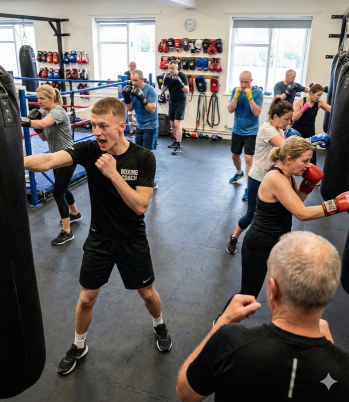 Coach Charles on the heavy bag
