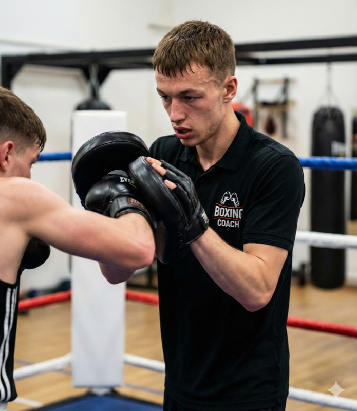 Charles coaching on the mitts